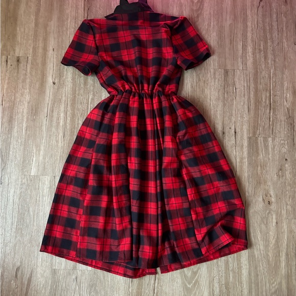 Unique Vintage Red and Black Plaid Midi Dress - Picture 11 of 13